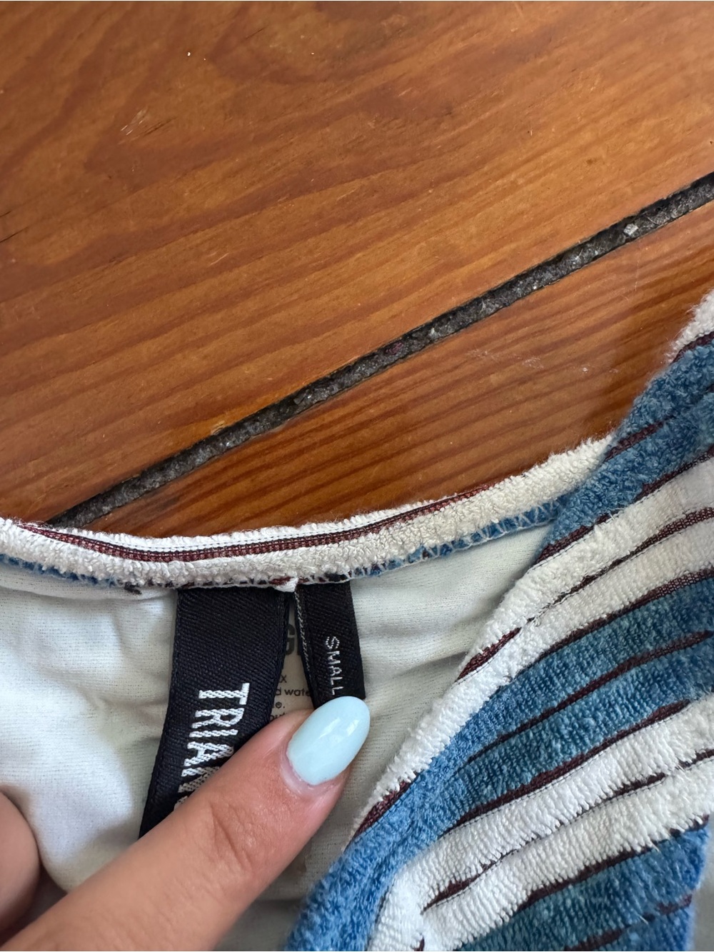 Triangl white and blue striped bikini set - Picture 2 of 5